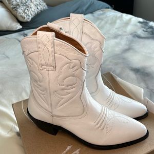 Urban Outfitters White Short Cowboy Boots